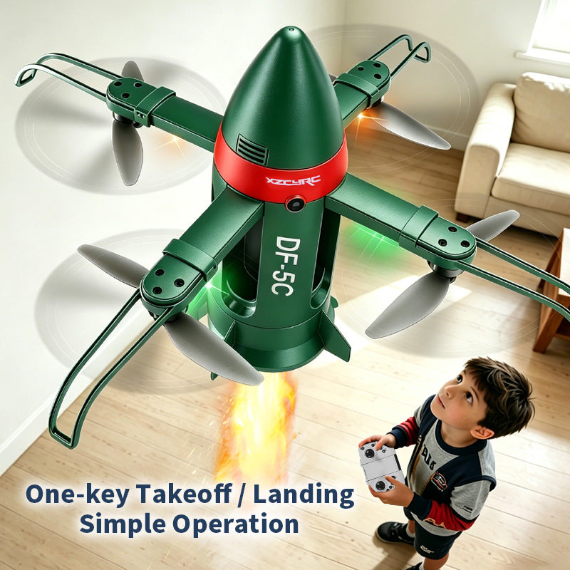Cross-border explosion Dongfeng 5C missile light spray remote control drone four-axis hovering aircraft boy toy