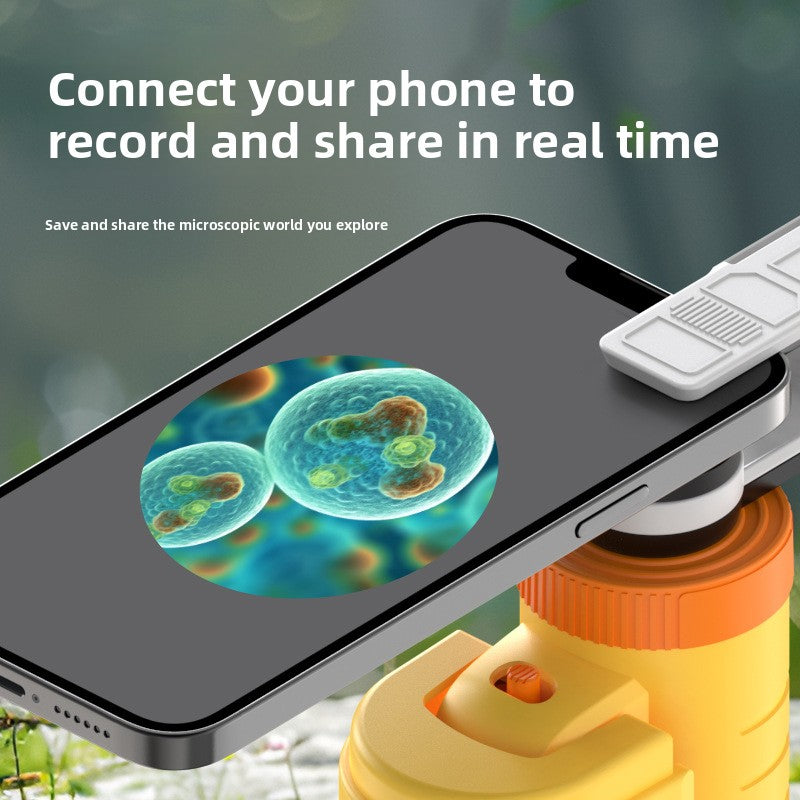 Kids' portable microscope science experiment kit - educational toy for elementary school students, boys & girls - includes prepared slides