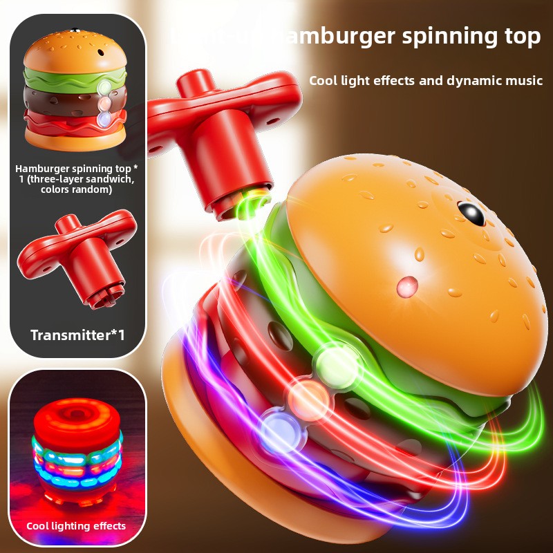 Children's luminous spinning gyro toy burger flash music gyro boys and girls puzzle kindergarten small gift
