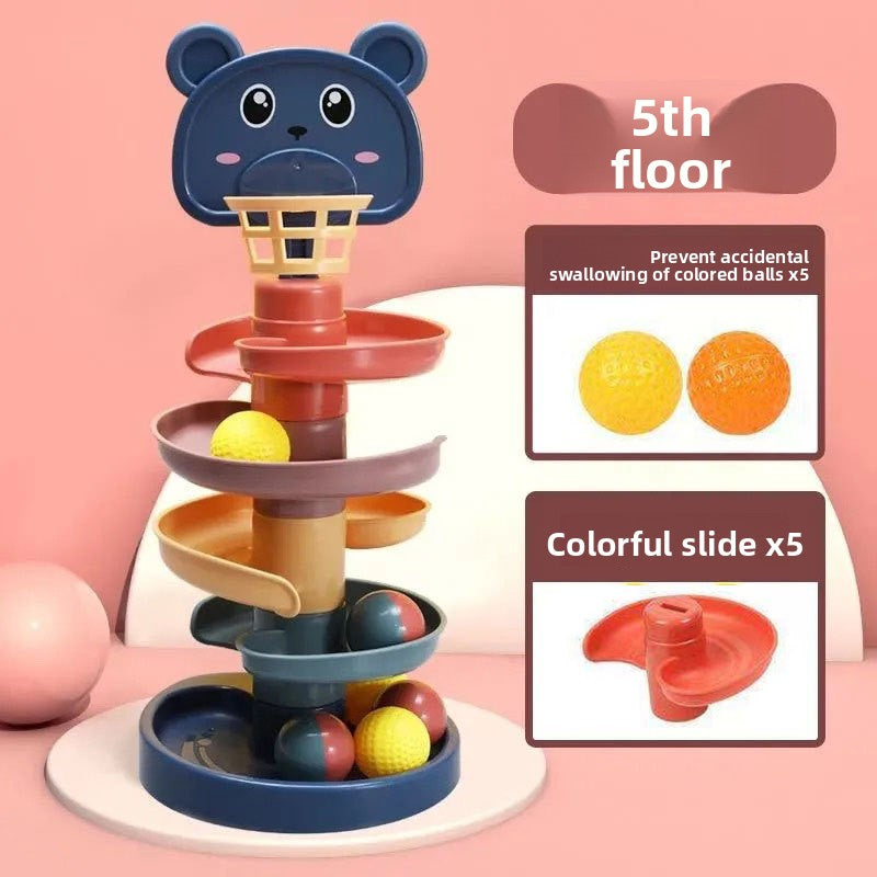 Fun track slider tower shooting stacking music turning music children's baby educational early education ball toys 1-3 years old