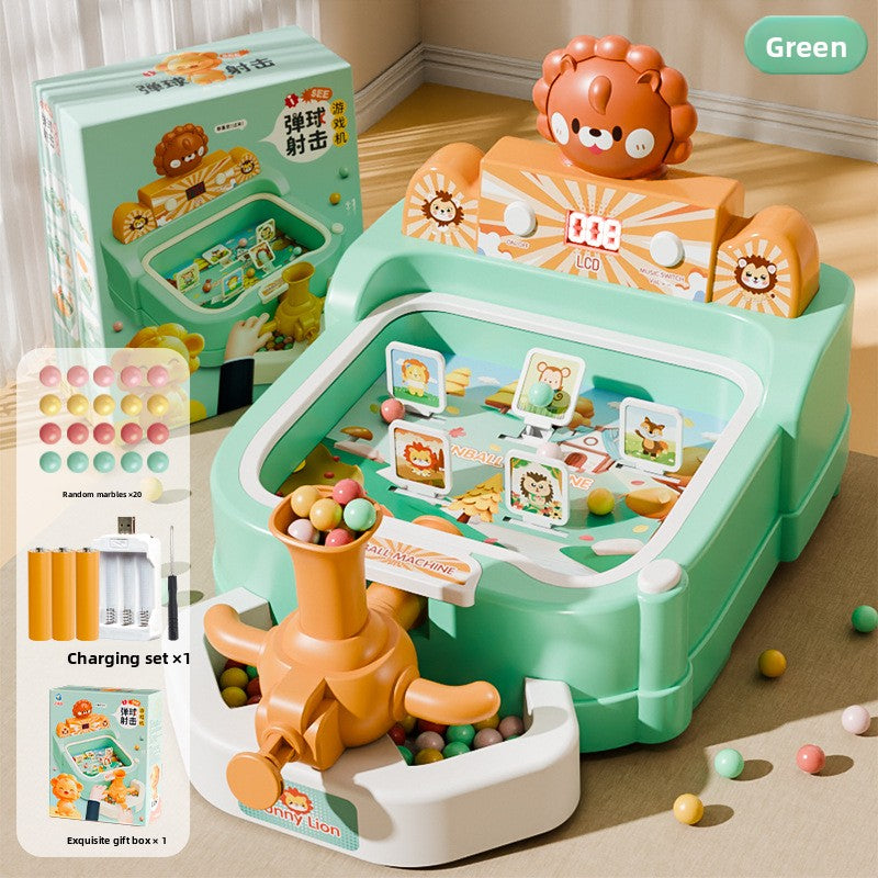 Smart forest shooting game console - educational desktop arcade toy with target practice, scoring, sound & light effects, and interstellar adventure shooting station