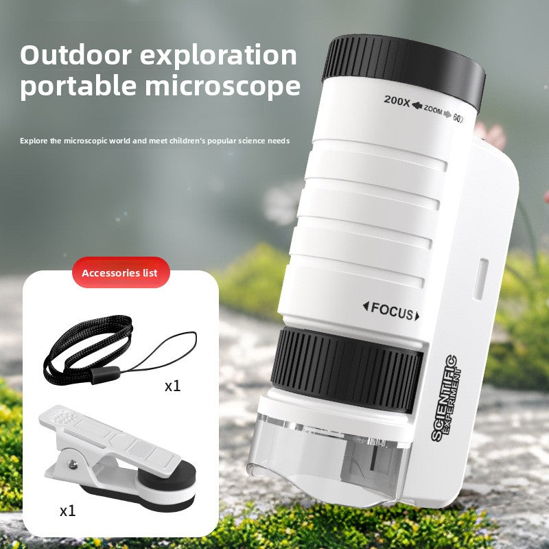Kids' portable microscope science experiment kit - educational toy for elementary school students, boys & girls - includes prepared slides