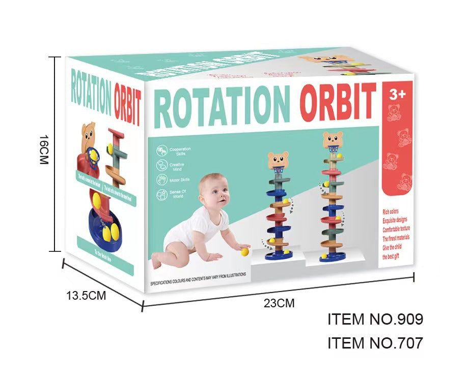 Fun track slider tower shooting stacking music turning music children's baby educational early education ball toys 1-3 years old