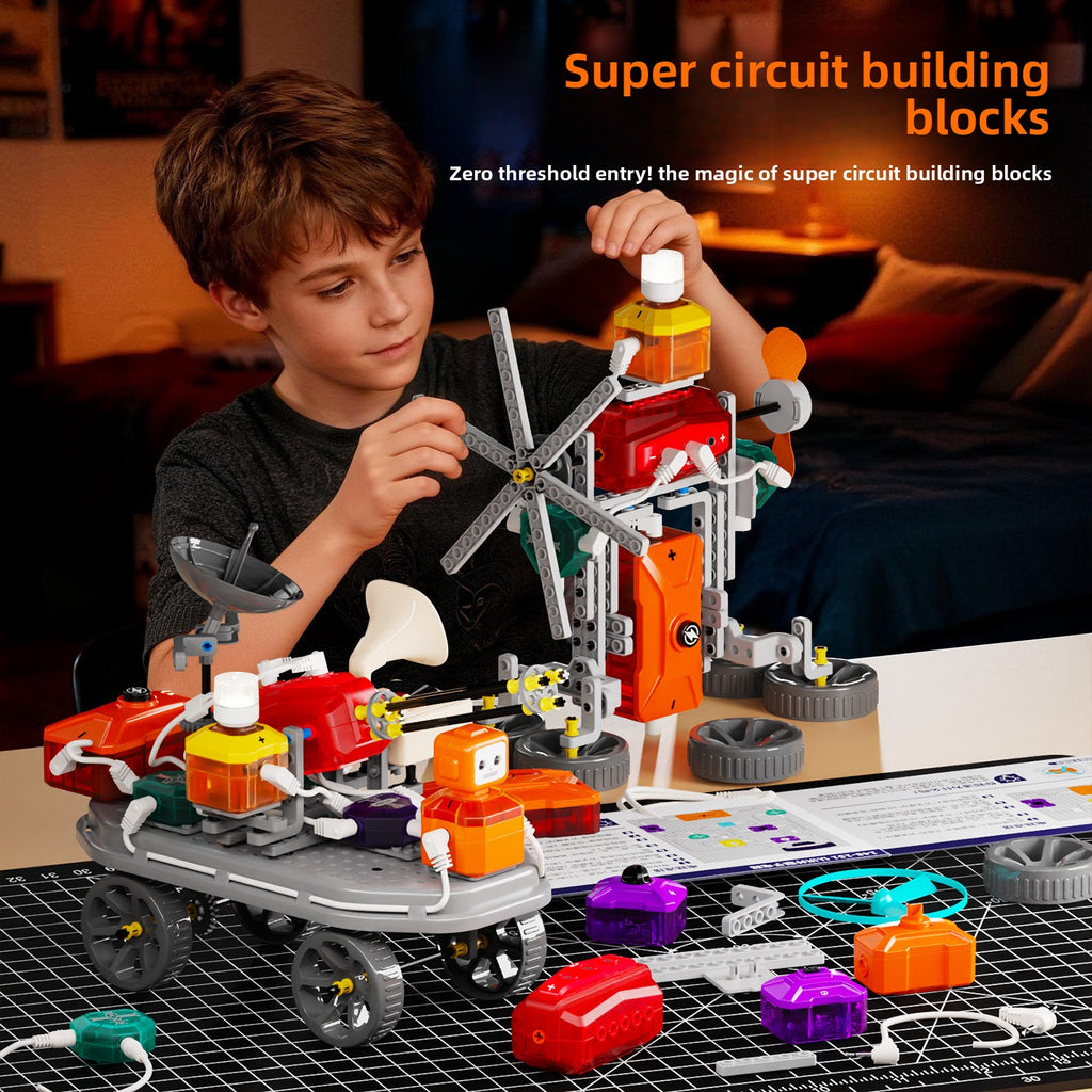 Cross-border hot-selling electronic circuit assembly building block car to send children birthday gifts educational toys training institutions