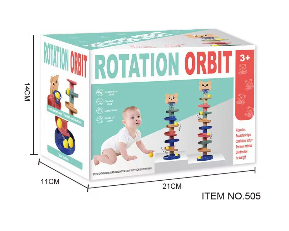 Fun track slider tower shooting stacking music turning music children's baby educational early education ball toys 1-3 years old