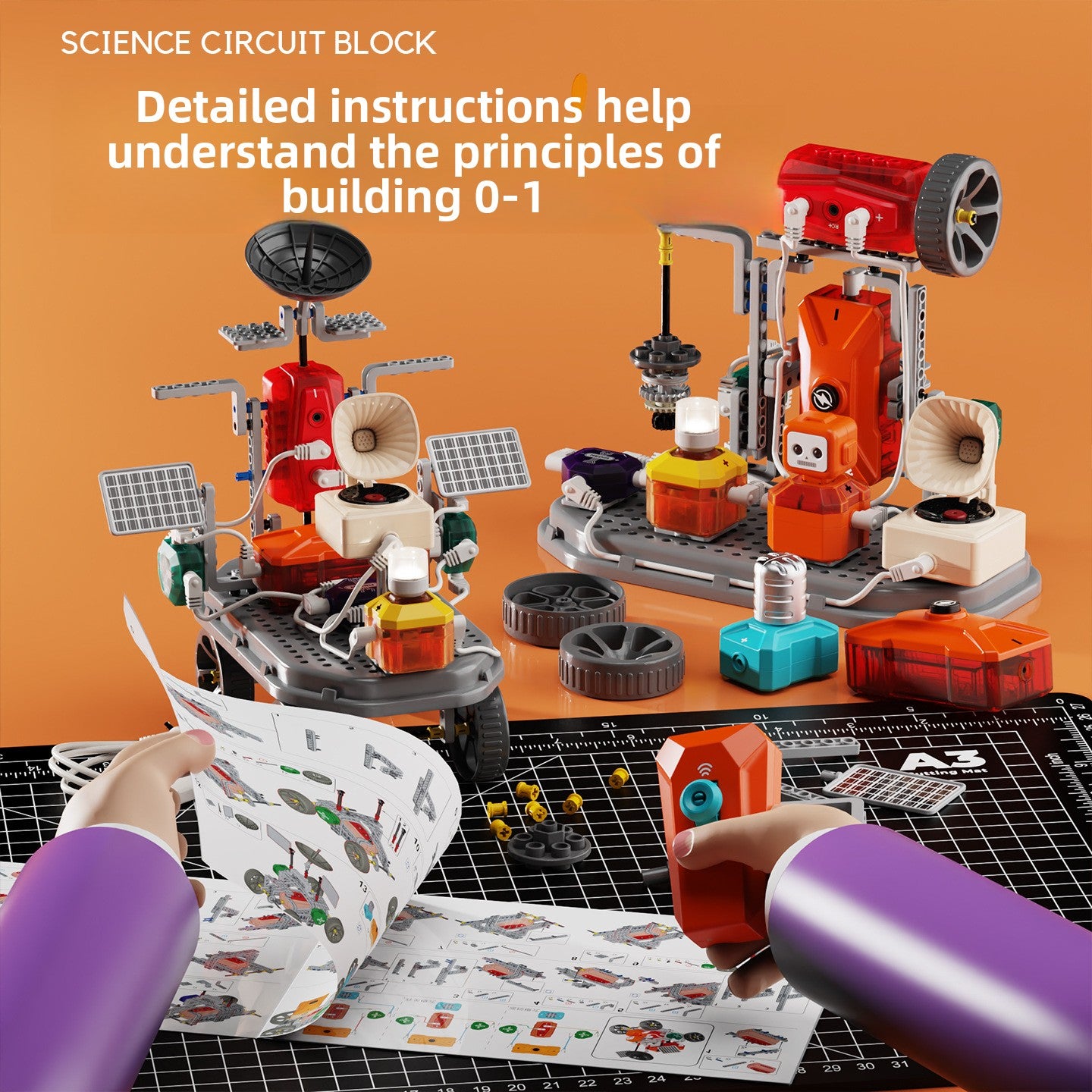 Cross-border hot-selling electronic circuit assembly building block car to send children birthday gifts educational toys training institutions