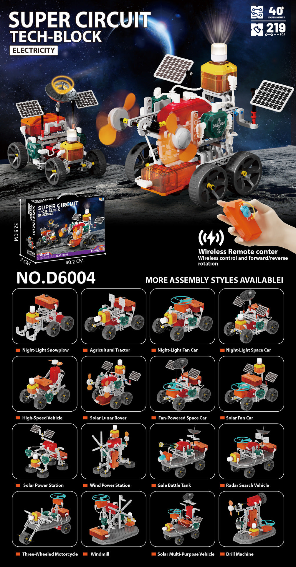 Cross-border hot-selling electronic circuit assembly building block car to send children birthday gifts educational toys training institutions