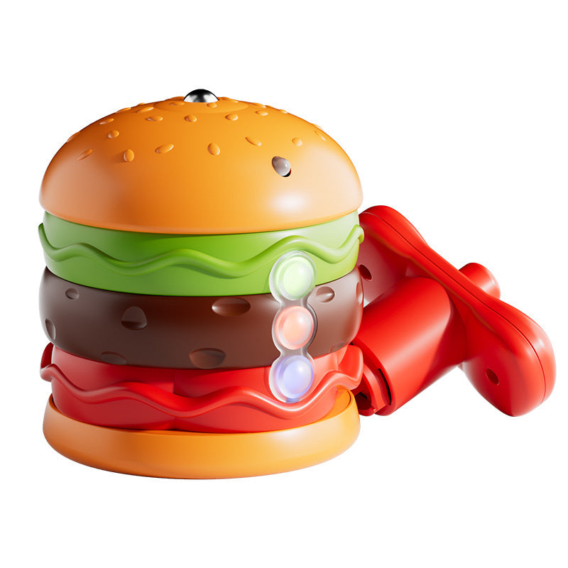 Children's luminous spinning gyro toy burger flash music gyro boys and girls puzzle kindergarten small gift