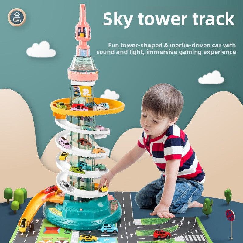 Dinosaur Mountain Road Rail Car Children's Car Building Parking Lot Douyin Adventure Boy Toys 34