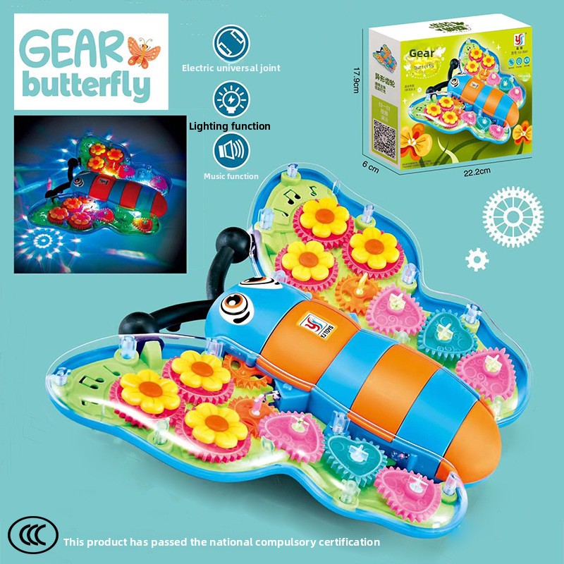 Children's electric universal transparent gear car police car bus racing light music boy toy gift wholesale generation