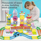 Variety electric building block gear large particle soft rubber macaron gift box children decompression assembly puzzle toy