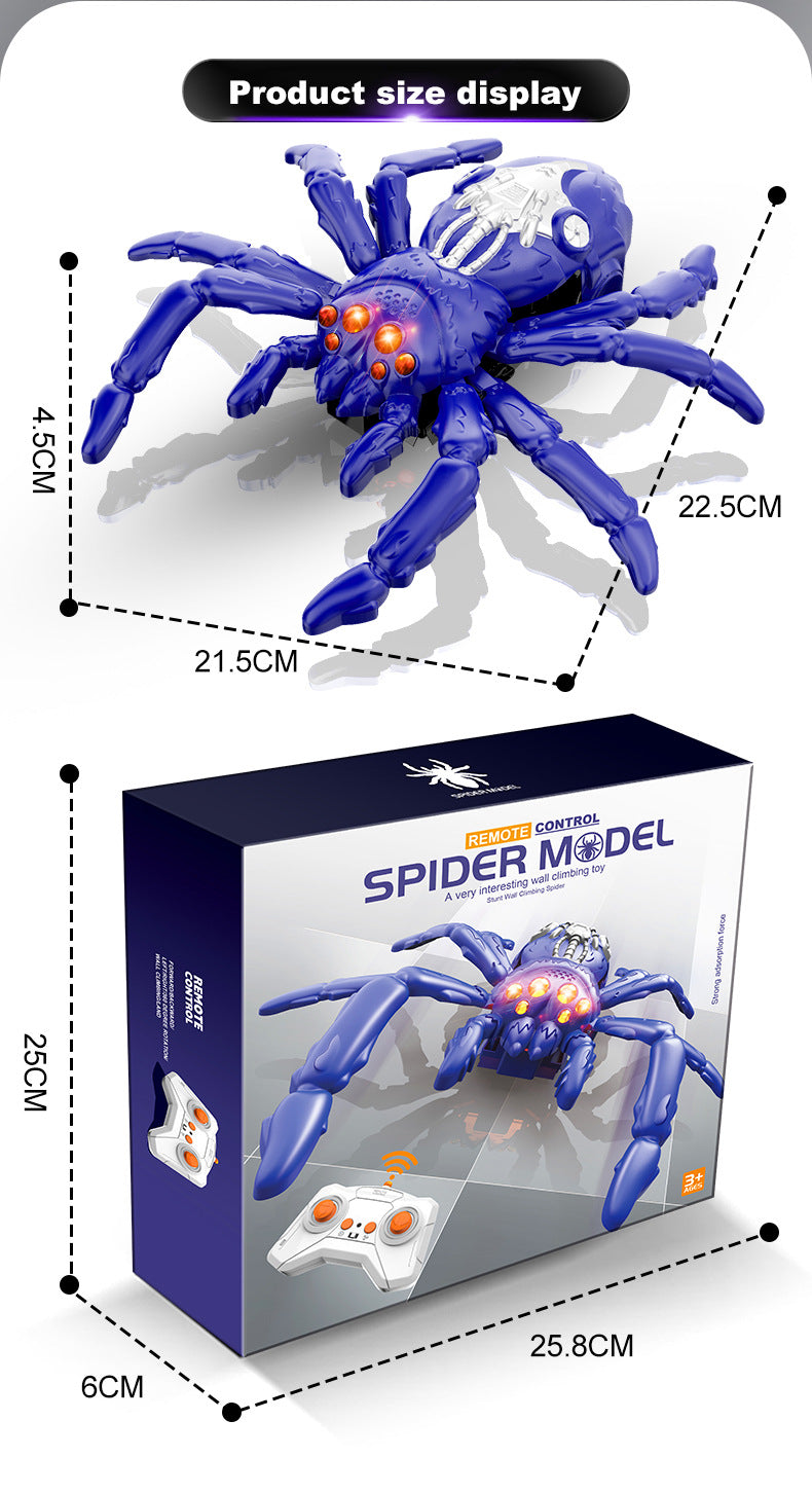 Cross-border remote control electric wall climbing spider light sound effect bionic joint cornice walking wall 360 ° rotating crawler