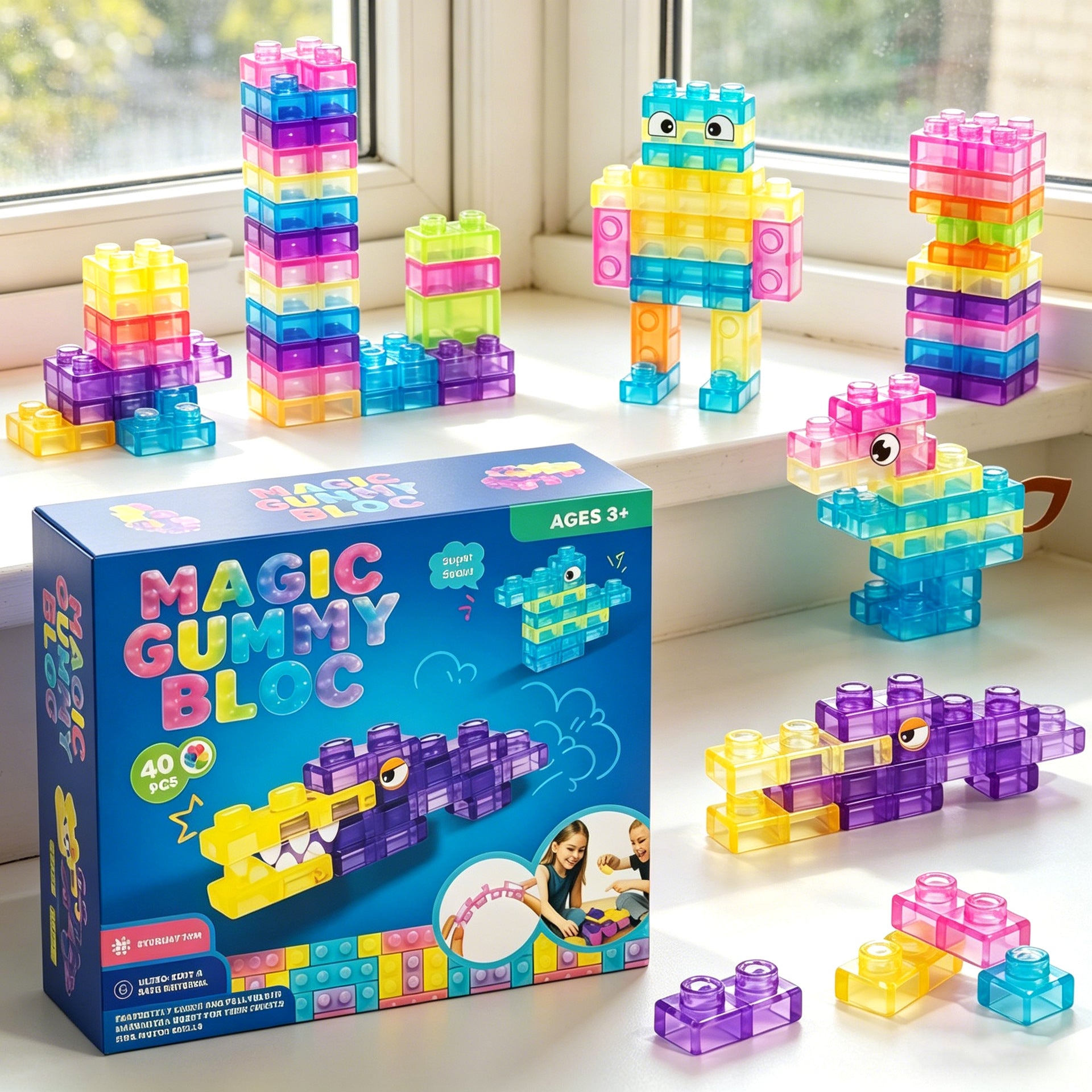 Cross-border jelly building blocks sensory soft building kids educational soft plastic decompression pinch building blocks