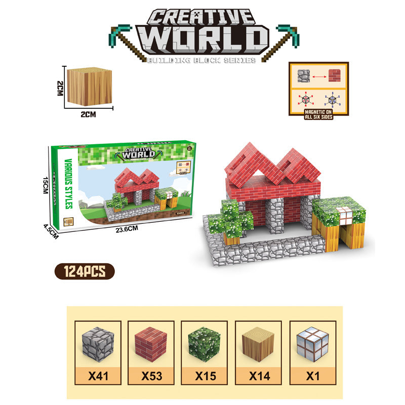 Minecraft game merchandise magnet blocks build magnets building blocks wholesale puzzle blocks building blocks gift toys