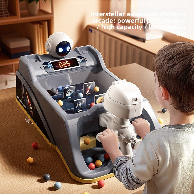 Smart forest shooting game console - educational desktop arcade toy with target practice, scoring, sound & light effects, and interstellar adventure shooting station