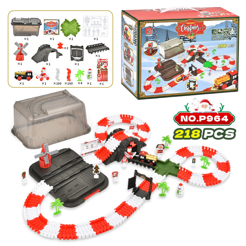 Cross-border hot seller: amazon christmas electric train set - kids' diy assembly educational toy gift, wholesale for export
