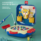 Children's electric rotating magnetic fishing toy multi-functional early education story backpack fishing platform weighing balance toy