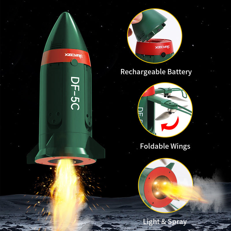 Cross-border explosion Dongfeng 5C missile light spray remote control drone four-axis hovering aircraft boy toy
