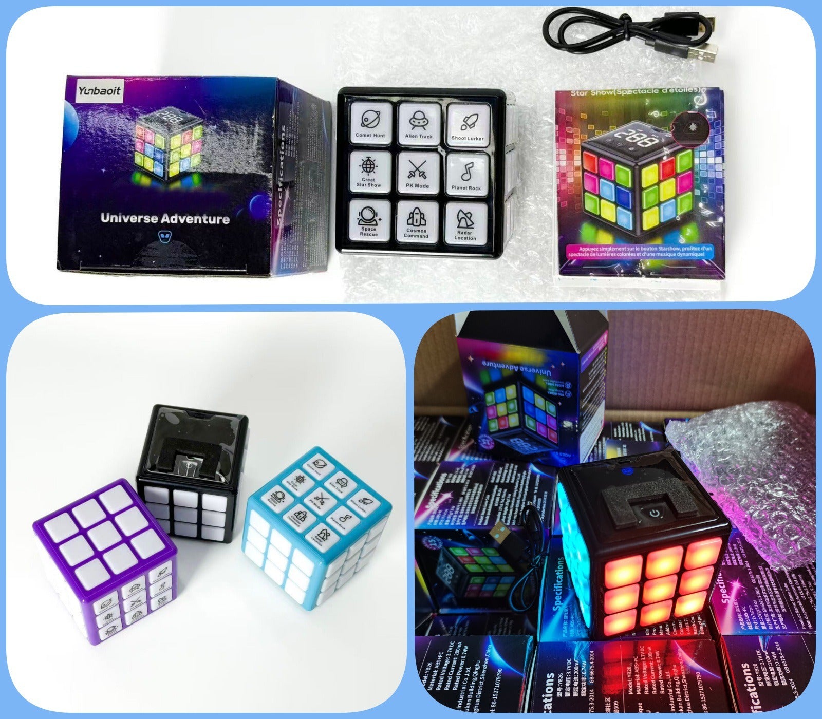 Cross-border primary school students charging integration screen electronic music Rubik's Cube 15 games special children's educational toys