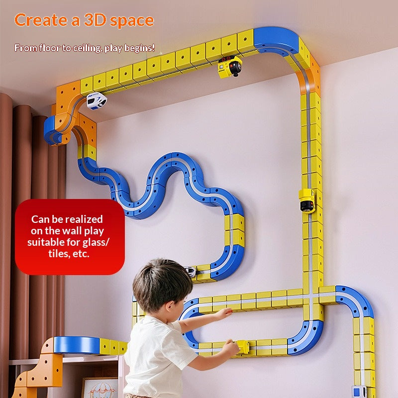 Cross-border children's DIY magnetic building block rail car toys Electric anti-gravity rail car Assembled magnetic rail car 5
