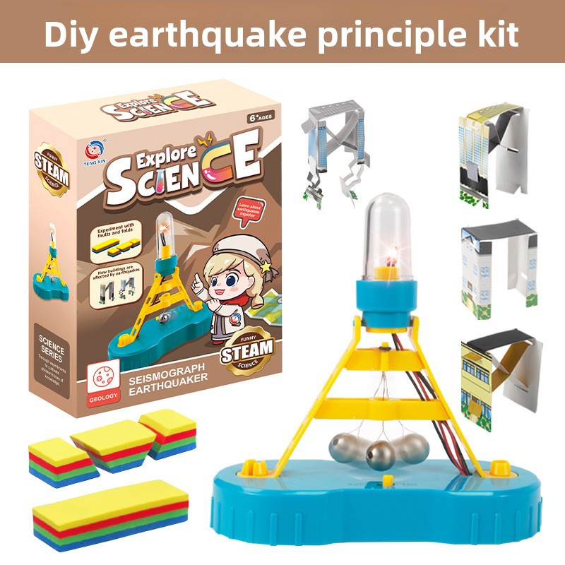 Smart forest experiment kit: geology, earthquake alarm model, steam building blocks, educational toy