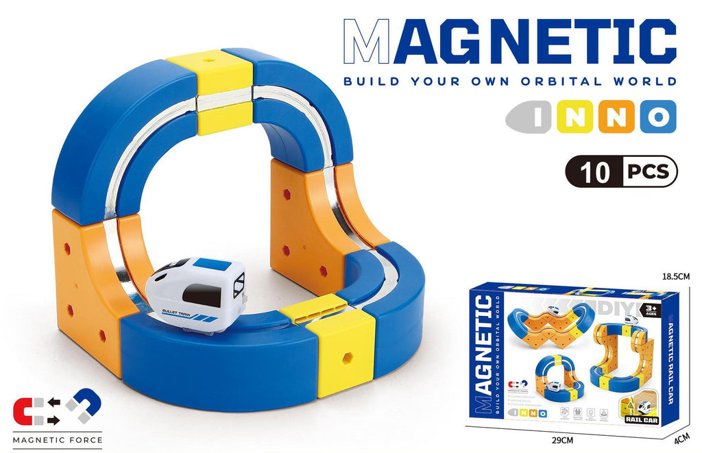 Cross-border children's DIY magnetic building block rail car toys Electric anti-gravity rail car Assembled magnetic rail car 5