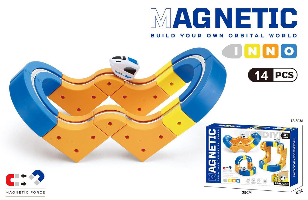 Cross-border children's DIY magnetic building block rail car toys Electric anti-gravity rail car Assembled magnetic rail car 5